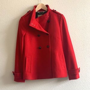Red pea coat